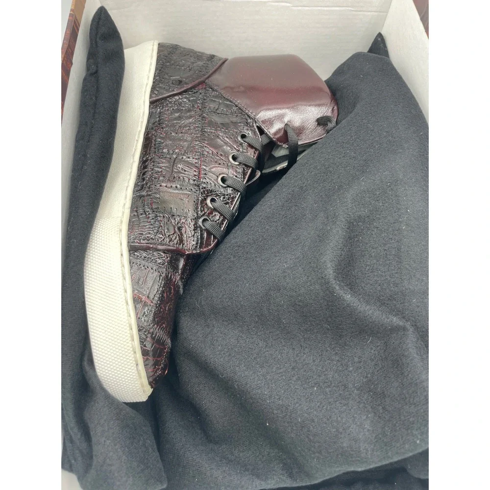 Belvedere Mens Black Cherry Crocodile Leather High Top Sneakers Vero Y01 Size 8